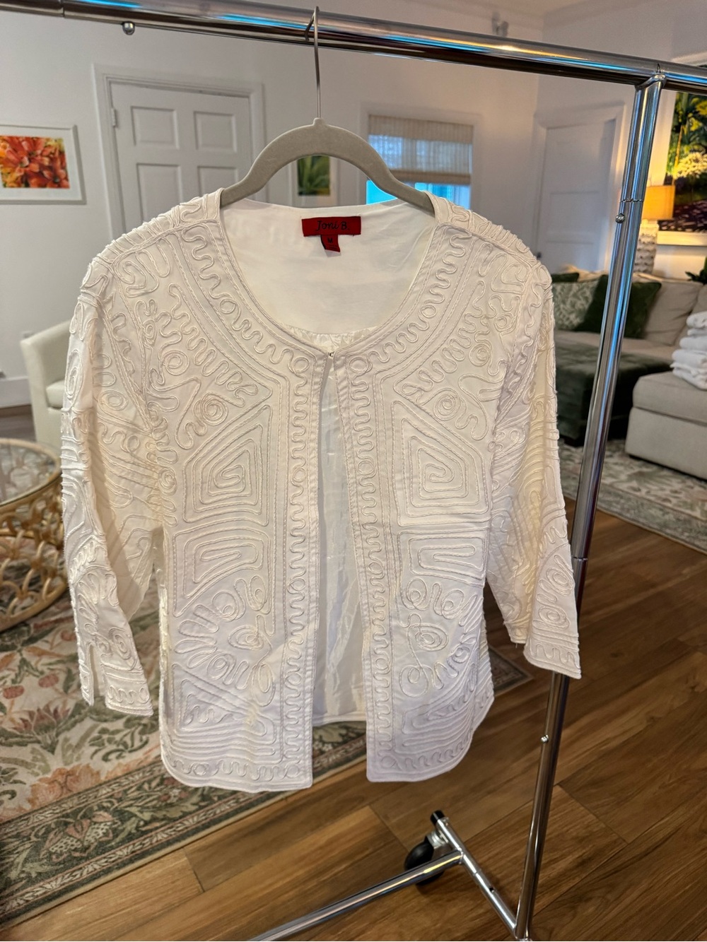 Toni B. White Top with Red Brand Tag